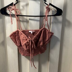 Pink Smocked Crop Top